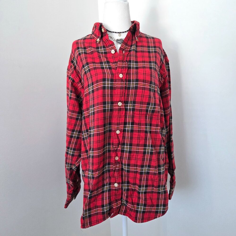 Vintage 90s Gap Red Tartan Plaid Flannel Shirt Men's Small‎ Grunge Punk Western
